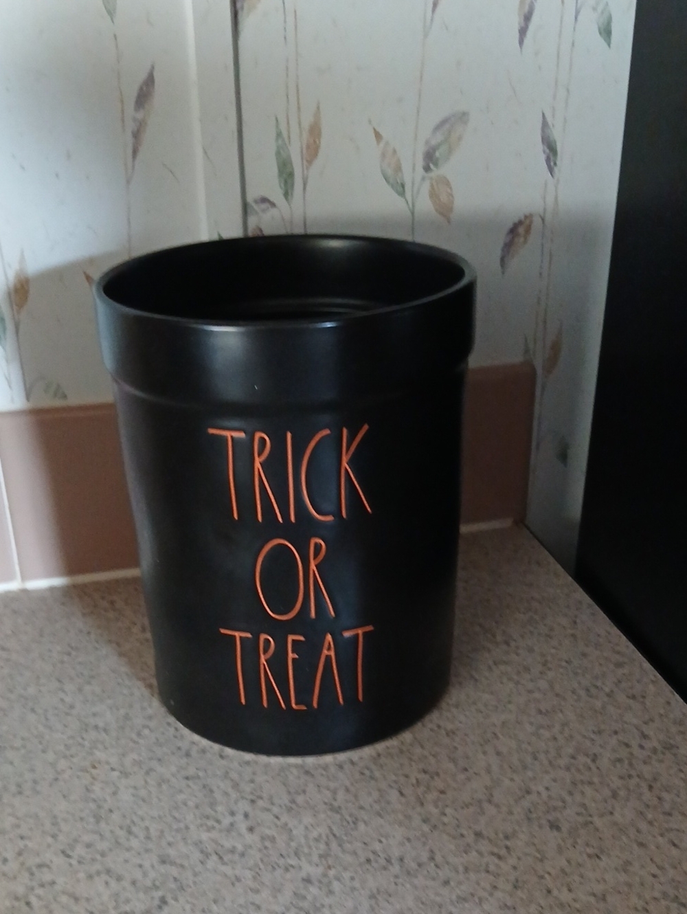 Rae Dunn Black and Orange Ceramic Crock